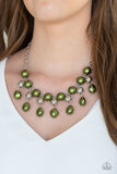 Paparazzi "Queen Of The Gala" Green Necklace & Earring Set Paparazzi Jewelry