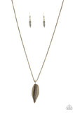 Paparazzi "Feather Forager" Brass Necklace & Earring Set Paparazzi Jewelry