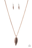 Paparazzi "Feather Forager" Copper Feather Pendant Necklace & Earring Set Paparazzi Jewelry