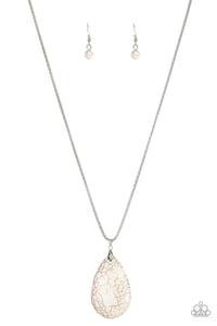 Paparazzi "Sedona Sandstone" White Necklace & Earring Set Paparazzi Jewelry