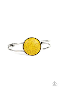 Paparazzi "Sandstone Serenity" Yellow Stone Silver Airy Cuff Bracelet Paparazzi Jewelry