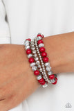 Paparazzi "Socialize" Red Bracelet Paparazzi Jewelry