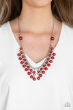 Paparazzi VINTAGE VAULT "Location, Location, Location!" Red Necklace & Earring Set Paparazzi Jewelry
