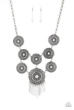 Paparazzi VINTAGE VAULT "Modern Medalist" Silver Necklace & Earring Set Paparazzi Jewelry