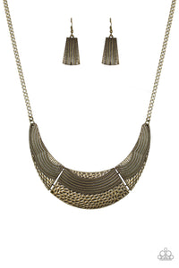 Paparazzi "Utterly Untamable" Brass Necklace & Earring Set Paparazzi Jewelry