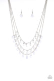 Paparazzi "Melting Ice Caps" White Teardrop Bead Silver Necklace & Earring Set Paparazzi Jewelry