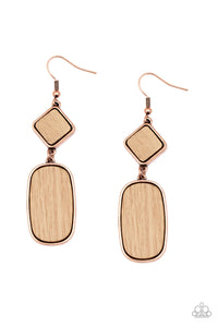 Paparazzi "You WOOD Be So Lucky" Copper Frame Wooden Earrings Paparazzi Jewelry