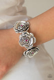 Paparazzi "Floral Flamboyancy" Pink Rhinestone Silver Rosebud Frame Bracelet Paparazzi Jewelry