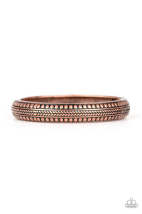 Paparazzi "Zimbabwe Zen" Copper Studded Chevron Pattern Hinged Bracelet Paparazzi Jewelry