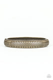 Paparazzi "Zimbabwe Zen" Brass Studded Chevron Pattern Hinged Bracelet Paparazzi Jewelry