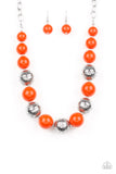 Paparazzi "Floral Fusion" Orange Necklace & Earring Set Paparazzi Jewelry