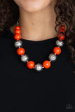 Paparazzi "Floral Fusion" Orange Necklace & Earring Set Paparazzi Jewelry
