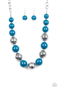 Paparazzi VINTAGE VAULT "Floral Fusion" Blue Necklace & Earring Set Paparazzi Jewelry