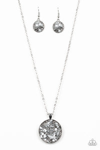 Paparazzi "GLAM Crush Monday" Silver Necklace & Earring Set Paparazzi Jewelry