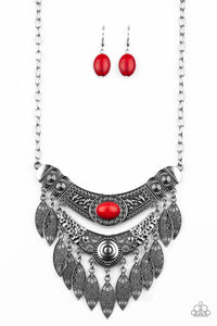 Paparazzi "Island Queen" Red Necklace & Earring Set Paparazzi Jewelry