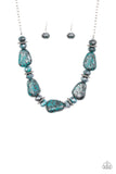 Paparazzi VINTAGE VAULT "Prehistoric Fashionista" Blue Necklace & Earring Set Paparazzi Jewelry