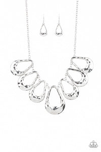 Paparazzi "Teardrop Envy" Silver Necklace & Earring Set Paparazzi Jewelry