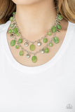 Paparazzi "Rainbow Shine" Green and Silver Bead Fringe Necklace & Earring Set Paparazzi Jewelry