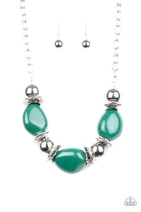 Paparazzi "Vivid Vibes" Green Necklace & Earring Set Paparazzi Jewelry