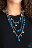Paparazzi VINTAGE VAULT "The Partygoer" Blue Necklace & Earring Set Paparazzi Jewelry
