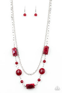 Paparazzi "Colorfully Cosmopolitan" Red Necklace & Earring Set Paparazzi Jewelry