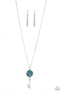 Paparazzi "Key Keepsake" Blue Necklace & Earring Set Paparazzi Jewelry