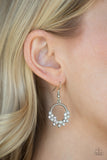 Paparazzi "Refined Razzle" White Rhinestone and Pearl Silver Hoop Earrings Paparazzi Jewelry