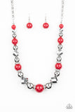 Paparazzi VINTAGE VAULT "Weekend Party" Red Necklace & Earring Set Paparazzi Jewelry