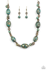 Paparazzi "Gatherer Glamour" Brass Necklace & Earring Set Paparazzi Jewelry