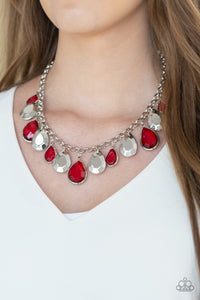 Paparazzi "CLIQUE-bait" Red Necklace & Earring Set Paparazzi Jewelry