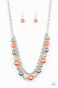 Paparazzi "5th Avenue Romance" Orange Necklace & Earring Set Paparazzi Jewelry