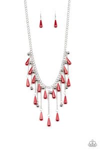 Paparazzi "Fleur de Fringe" Red Necklace & Earring Set Paparazzi Jewelry