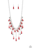 Paparazzi "Fleur de Fringe" Red Necklace & Earring Set Paparazzi Jewelry