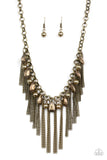 Paparazzi VINTAGE VAULT "Industrial Intensity" Brass Necklace & Earring Set Paparazzi Jewelry