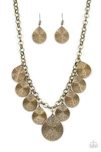 Paparazzi "Texture Storm" Brass Necklace & Earring Set Paparazzi Jewelry