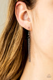 Paparazzi "Slide Into Shimmer" Black Gunmetal Frame White Rhinestone Necklace & Earring Set Paparazzi Jewelry
