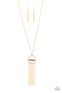 Paparazzi VINTAGE VAULT "Terra Tassel" Gold Necklace & Earring Set Paparazzi Jewelry
