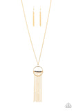 Paparazzi VINTAGE VAULT "Terra Tassel" Gold Necklace & Earring Set Paparazzi Jewelry