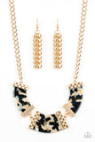 Paparazzi "HAUTE-Blooded" Gold Necklace & Earring Set Paparazzi Jewelry