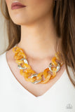 Paparazzi "I Have A HAUTE Date" Yellow Necklace & Earring Set Paparazzi Jewelry