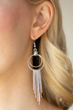 Paparazzi "Eye-Catching Edge" Silver Diamond Cut Hoop Tapered Rod Earrings Paparazzi Jewelry