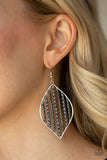 Paparazzi "Leaf Motif" Silver Leafy Frame Faceted Bead Earrings Paparazzi Jewelry
