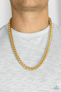 Paparazzi "Big Talker" Gold Men's Urban Unisex Necklace Paparazzi Jewelry