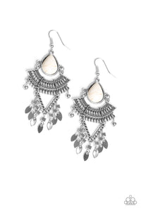 Paparazzi "Vintage Vagabond" White Earrings Paparazzi Jewelry