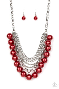 Paparazzi "One-Way WALL STREET" Red Necklace & Earring Set Paparazzi Jewelry