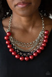 Paparazzi "One-Way WALL STREET" Red Necklace & Earring Set Paparazzi Jewelry