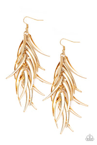 Paparazzi "Tasseled Talons" Gold Bar Fringe Earrings Paparazzi Jewelry