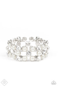Paparazzi "Diamonds and Debutantes" FASHION FIX White Bracelet Paparazzi Jewelry