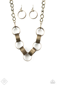 Paparazzi "Big Hit" FASHION FIX Brass Necklace & Earring Set Paparazzi Jewelry