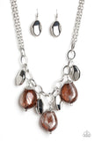 Paparazzi "Looking Glass Glamorous" Brown Necklace & Earring Set Paparazzi Jewelry